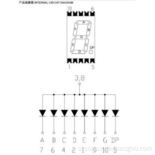0.3-inch Single SMD LED Digit Display, Blue Color， 470nm， Common Anode